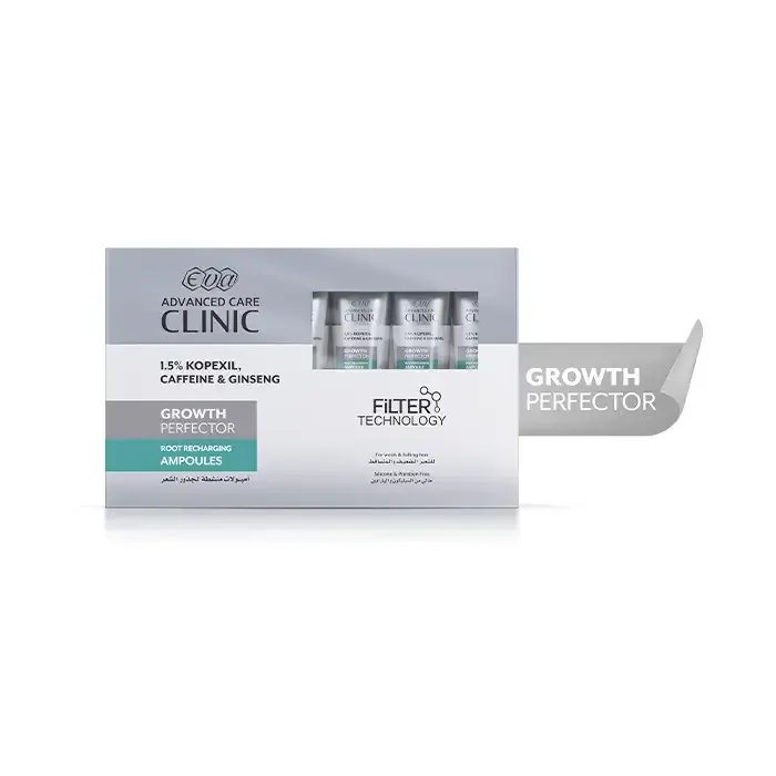 Eva Advanced Care Clinic Growth Perfector Root Recharging Ampoules For Weak & Falling Hair 6 Ml × 7 Ampoules